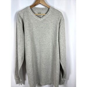 NWOT Linea‎ Uomo Gray Waffle Knit Thermal V-Neck Size 2XL